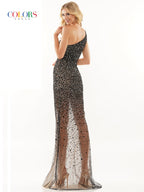 Colors 2928 Long Formal One Shoulder Fitted Prom Dress