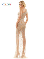 Colors 2928 Long Formal One Shoulder Fitted Prom Dress