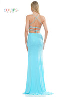 Colors 3096 Prom Long Fitted Spaghetti Strap Formal Dress