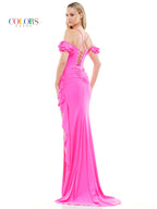 Colors 3098 Long Off Shoulder Fitted Prom Dress