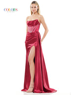 Colors 3102 Long Strapless Fitted Prom Dress