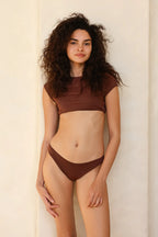 Mocha Crop Top Cheeky Set