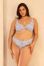 Twin Fin Blue Underwire Cheeky Set