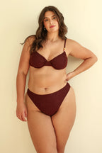 Mocha Crinkle Underwire Cheeky Set