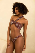 Dotted Brown Bandeau Cheeky Set