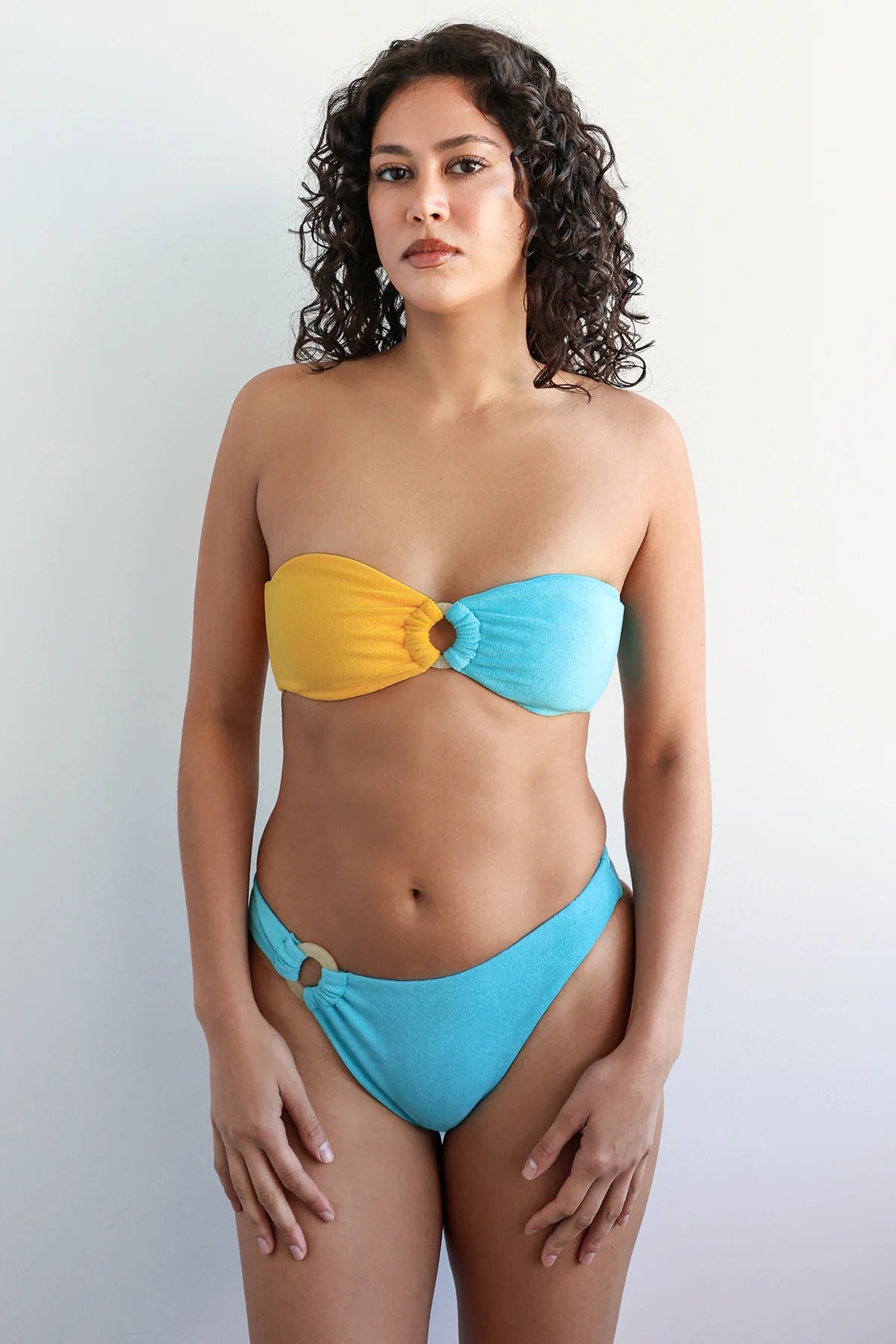 Azure Terry Bandeau Super Cheeky Set