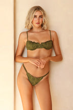 Bella Lace Olive Underwire Cheeky Set
