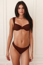 Mocha Crinkle Roma Underwire Cheeky Set