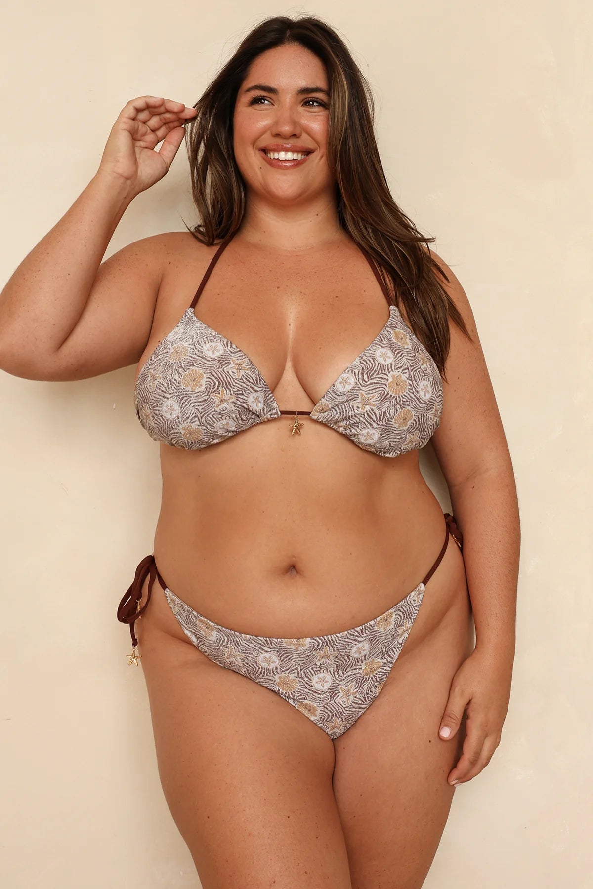 Palm Tie Back Triangle Bikini Top