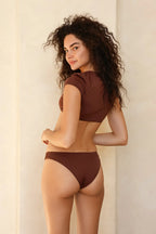 Mocha Crop Top Cheeky Set