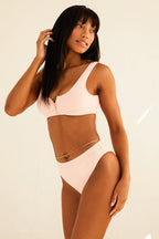 Wave Front Zipper Closure Bikini Top