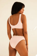 Wave Front Zipper Closure Bikini Top