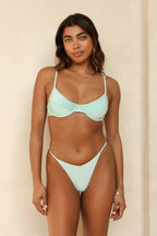 Bleached Aqua Underwire Thong Set