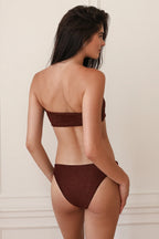 Mocha Crinkle Bandeau Cheeky Set