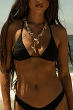 Black Palm Triangle Thong Set