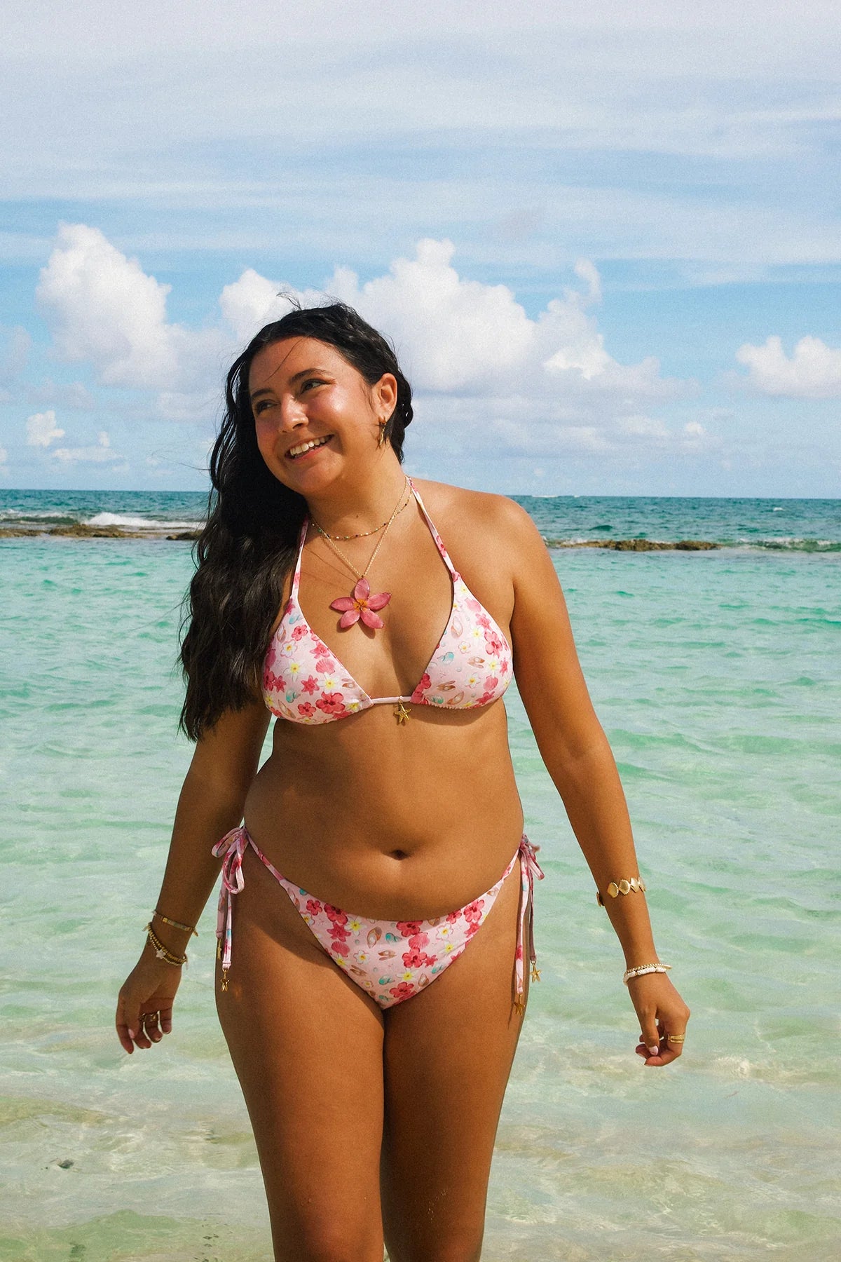 Palm Tie Back Triangle Bikini Top