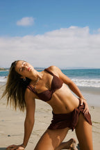 Mocha Crinkle Roma Underwire Cheeky Set