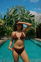 Mocha Crinkle Bali Triangle Cheeky Set