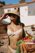 Latte Underwire Thong Set