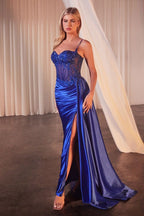Cinderella Divine CD868 Fitted Long Formal Prom Gown