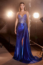 Cinderella Divine S440 Long Formal Beaded Prom Dress
